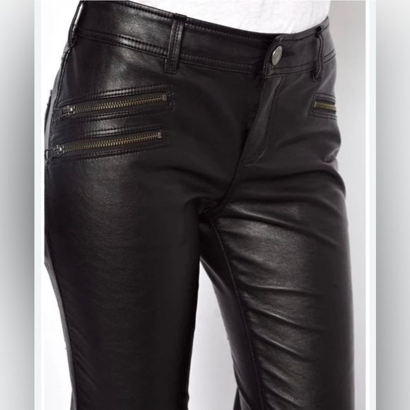 Free People Vegan Leather Pant With Zips Size 4 Black Goth Grunge Witchycore - Picture 15 of 15